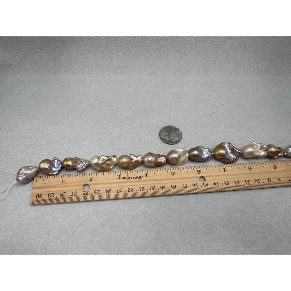 Big Baroque Pearl Strand for DIY Natural  Pink Mauve Bronze Color
